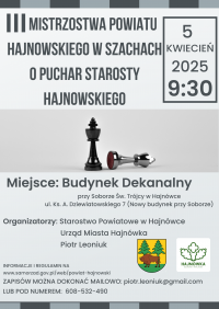 III Mistrzostwa Powiatu Hajnowskiego w Szachach o Puchar Starosty