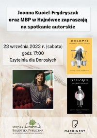 Spotkanie autorskie z Joanną Kuciel-Frydryszak