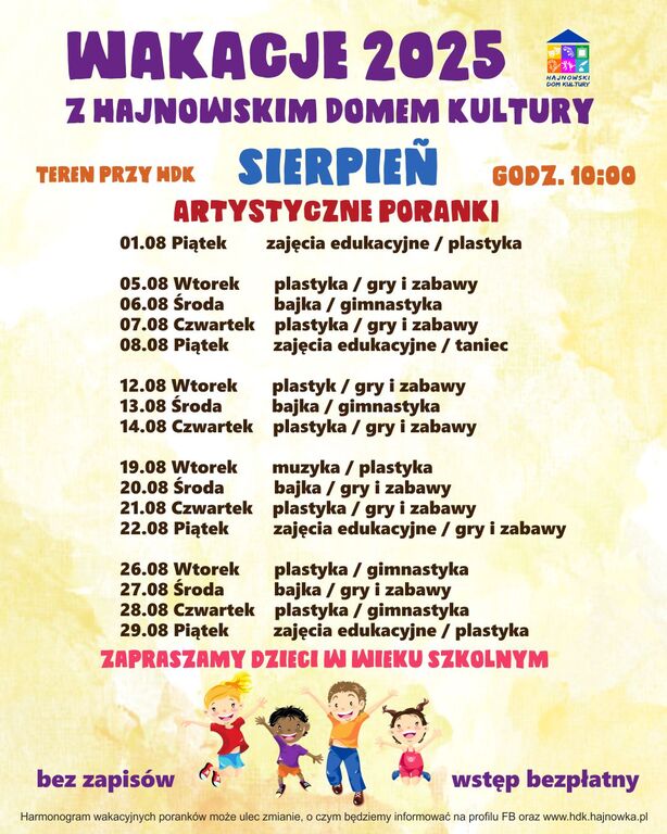 Poranki Wakacyjne PLAKAT GRAFIK SIERPIEN 2025 net