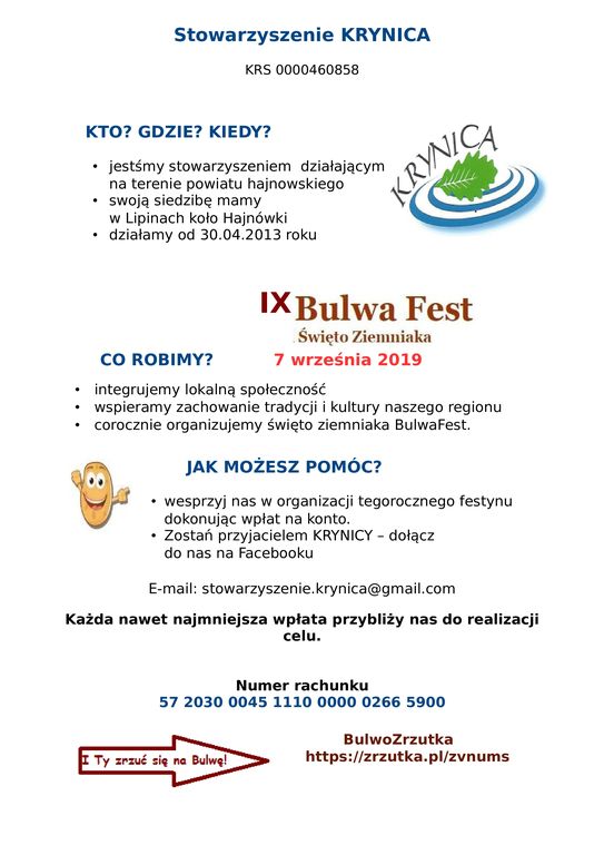 Plakat wspracie Bulwy