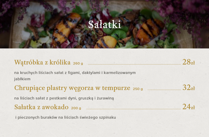 salatki Menu Hotel Zubrowka Bialowieza