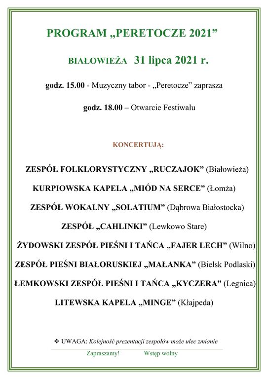 Program Peretocze 2021