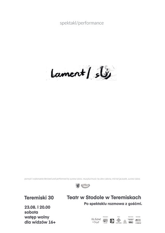  Lament performans Aurora Lubos plakat