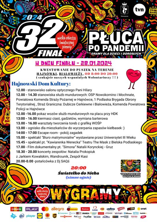 32 final wielkiej orkiestry swiatecznej pomocy 28.01.2024