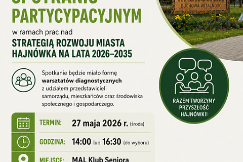 Spotkanie partycypacyjne w ramach prac nad Strategią Rozwoju Miasta Hajnówka na lata 2026–2035
